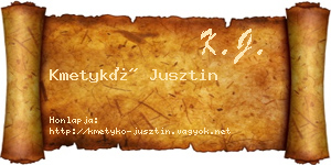 Kmetykó Jusztin névjegykártya